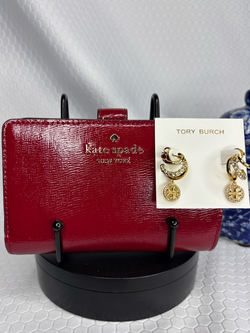 Kate Spade Leather Medium Wallet and Tory Burch Earrings  NWT